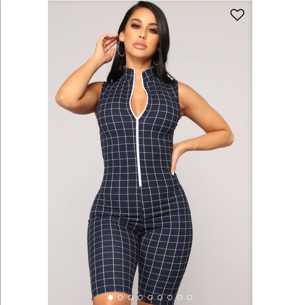 NEW grid and bear it romper - navy